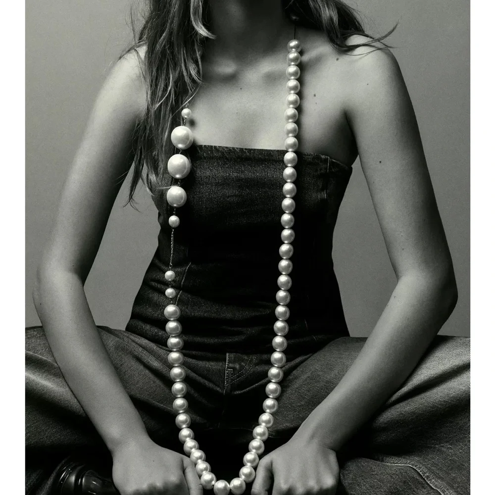 Zara NWT two tone denim medium blue dark navy blue bandeau strapless tube top - Picture 5 of 9